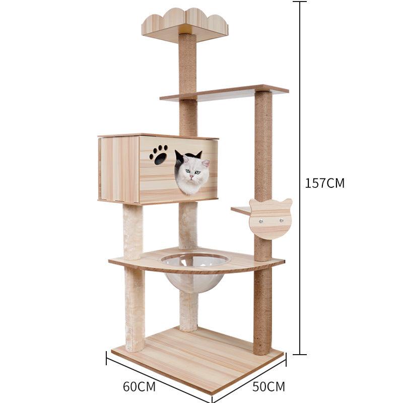 Space Capsule Cat Crawl Nest With Scratching Board - Wooden Pet Toy And Supplies