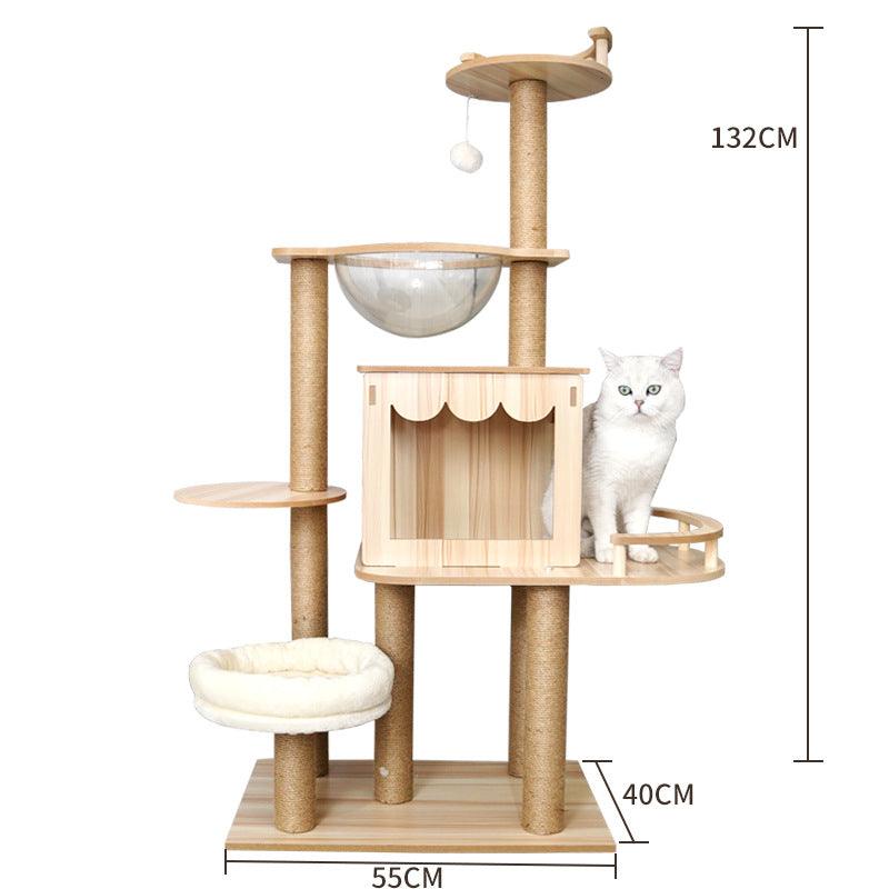 Space Capsule Cat Crawl Nest With Scratching Board - Wooden Pet Toy And Supplies