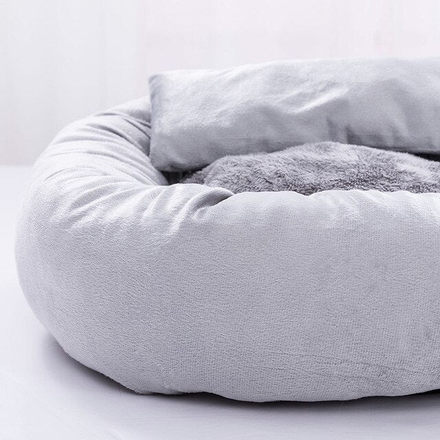 Dog Cat Bed Cute Round Pet Bed Soft Sofa Mat With Pillow Winter Warm Pet House Nest Cushion for Cats Puppy Pet Sleeping Supplies